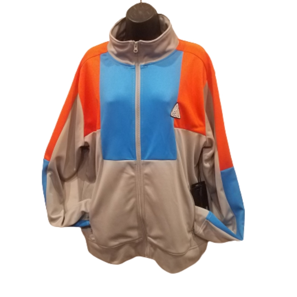Black Pyramid Gray Blue Orange Speed Track Jacket Sz 2XL
